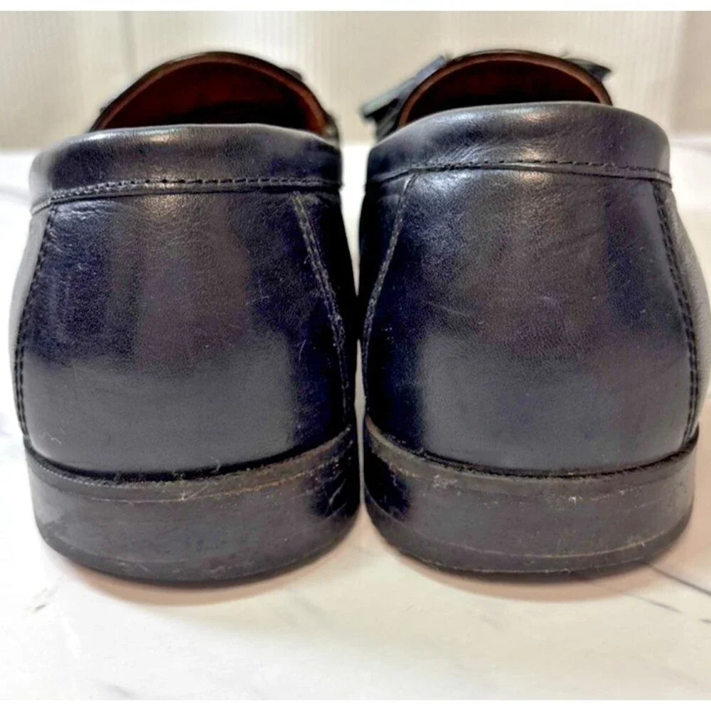 Johnston & Murphy Shoes Mens Size 10 Black Tassel Loafer Leather Dress Slip On